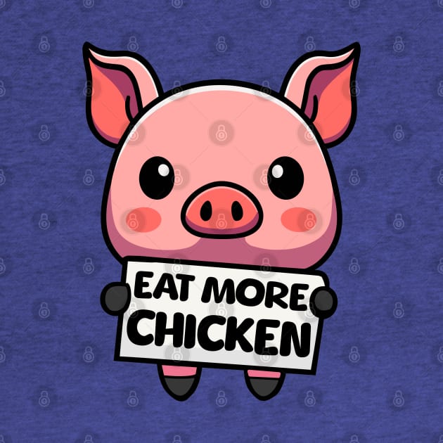 Eat More Chicken! Cute Pig Cartoon by Cute And Punny